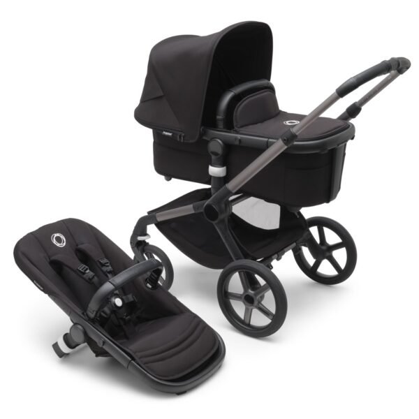 Bugaboo Fox 5 bassinet seat stroller graphite chassis midnight black fabrics midnight black sun canopy x PV006328 01