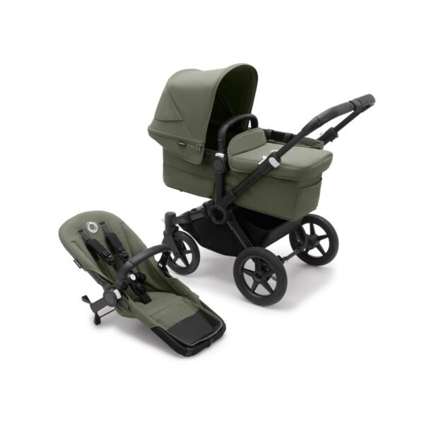 PV004662 Bugaboo Donkey 5 Mono stroller black chassis forest green fabrics forest green sun canopy x PV004662 01