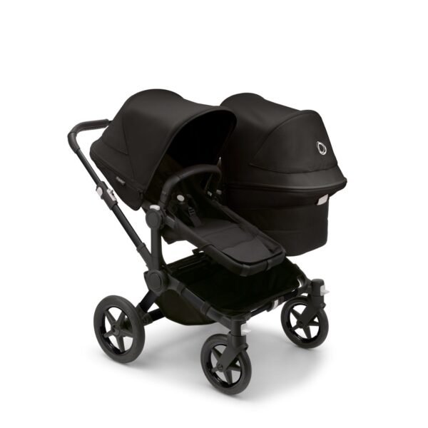 PV004813 Bugaboo Donkey 5 Duo black chassis midnight black fabrics midnight black sun canopy x PV004813 01