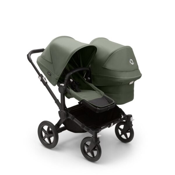 PV004853 Bugaboo Donkey 5 Duo black chassis forest green fabrics forest green sun canopy x PV004853 01
