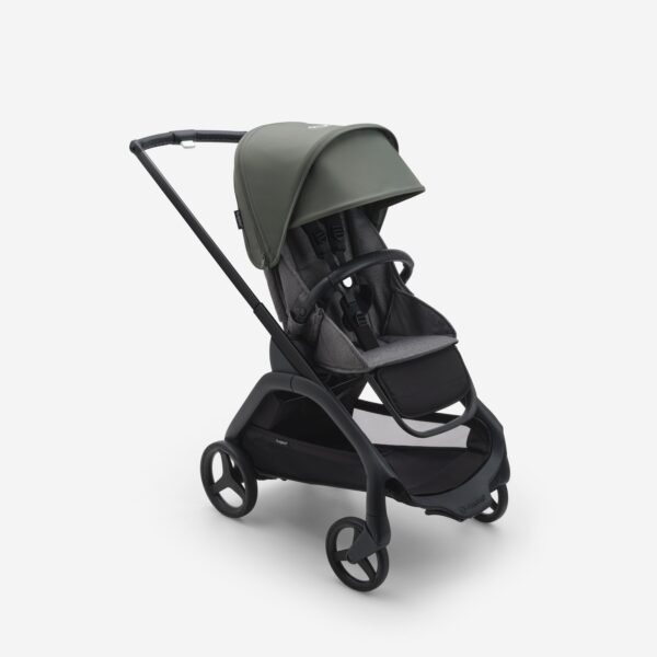 Bugaboo Seat Stroller black chassis grey melange fabrics forest green sun canopy x PV006782 01 scaled